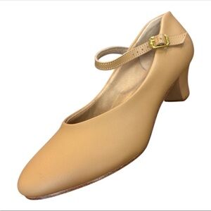 Theatricals Women's Tan Mary Jane Style Character Block Heels with Ankle Straps